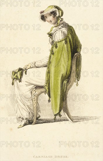 Fashion Plate (Carriage Dress), 1813. Creator: Rudolph Ackermann.