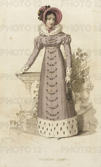Fashion Plate (Walking Dress), 1822. Creator: Rudolph Ackermann.