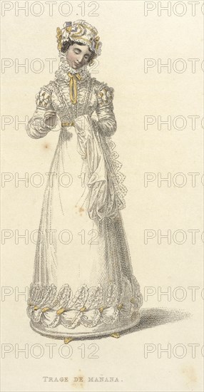 Fashion Plate (Trage De Manana), 1824. Creator: Rudolph Ackermann.