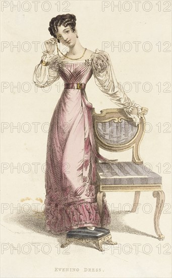 Fashion Plate (Evening Dress), 1825. Creator: Rudolph Ackermann.