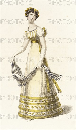 Fashion Plate (Trage de Tarde), 1825. Creator: Rudolph Ackermann.