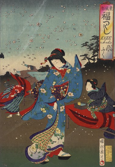 Blowing Wind, 1889. Creator: Chikanobu Yoshu.