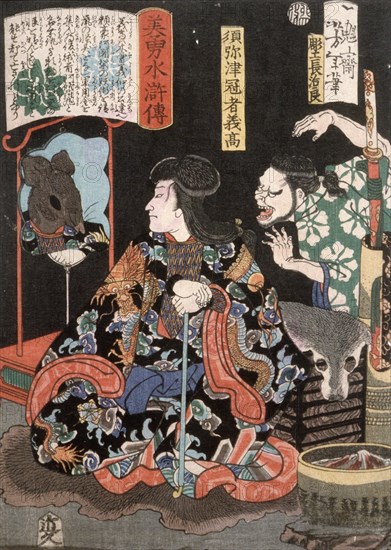 Shumitsu Kanja Yoshitaka Reflecting as a Rat in a Mirror, 1867. Creator: Tsukioka Yoshitoshi.