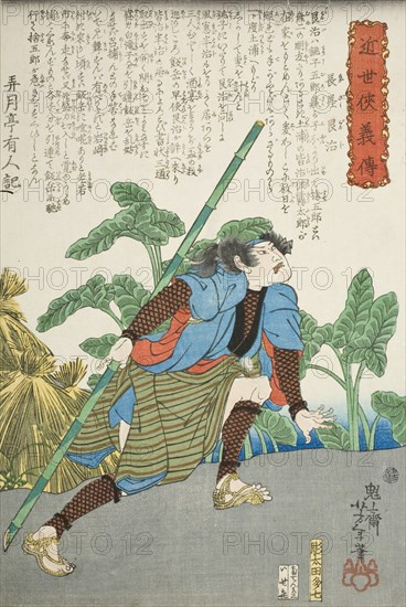 Nagazashi Gonji by a Lotus Pond, 1865. Creator: Tsukioka Yoshitoshi.