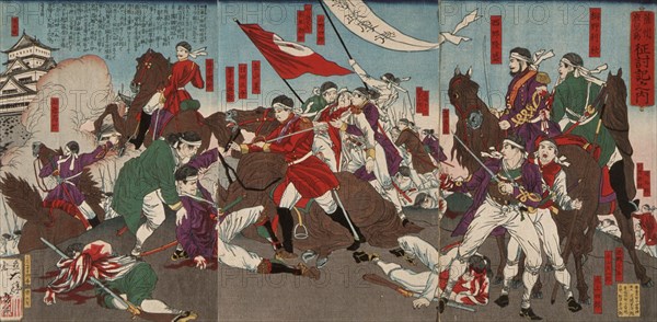 The Death of Murata Sansuke, 1877. Creator: Tsukioka Yoshitoshi.