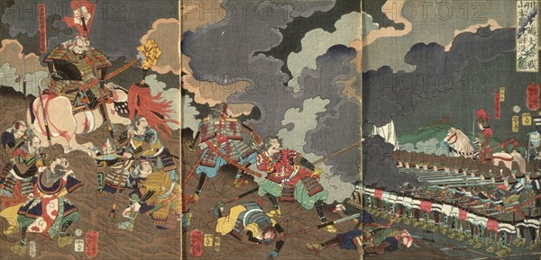 The Death of Yamamoto Dosan at the Great Battle of Kawanakajima, 1866. Creator: Tsukioka Yoshitoshi.