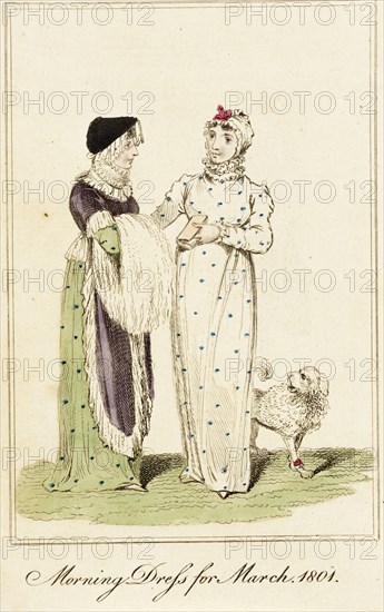 Fashion Plate (Morning Dress for March, 1801), 1801. Creator: Unknown.