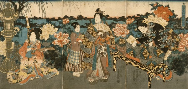 Courtesans in a Peony Garden, mid-19th century. Creator: Unknown.