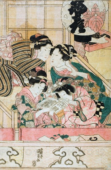 Young Women in a Theater Balcony, c1820s. Creator: Utagawa Kunisada.