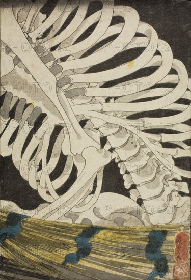 Mitsukuni and the Skeleton Specter (image 3 of 3), mid 1840s. Creator: Utagawa Kuniyoshi.