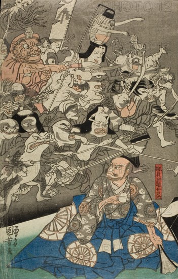 Warrior Minamoto Raiko and the Earth Spider (image 2 of 2), mid 1840s. Creator: Utagawa Kuniyoshi.