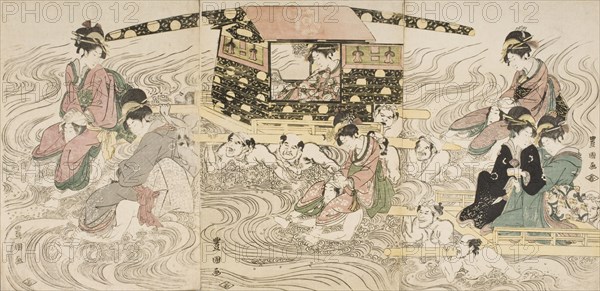 Women Crossing the Oi River, c1800. Creator: Utagawa Toyokuni I.