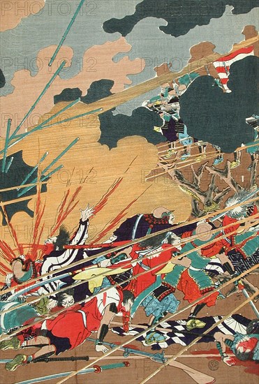 The Battle of Nagashino (Later Retitled) (image 2 of 3), published in 1868. Creator: Tsukioka Yoshitoshi.