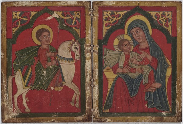Diptych Icon with Saint George, and Mary and the Infant Christ, early 15th century. Creator: Unknown.