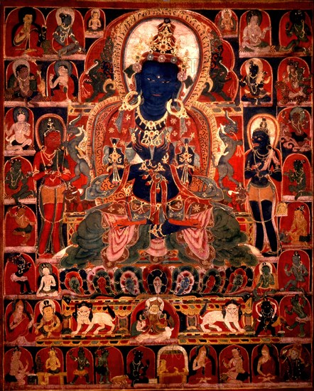 Vajradhara with Mahasiddhas, c1400. Creator: Unknown.