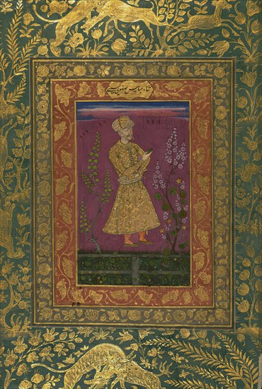 Single Leaf of a Portrait of Shah Abbas I, Painting: 18th century; Calligraphy: 1582-1583. Creator: Unknown.