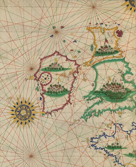 Map of Britain and Ireland, 10th century AH/AD 16th century.  Creator: Unknown.