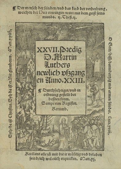 Title page to a sermon by Martin Luther, 1523.  Creators: Unknown, Hans Weiditz.