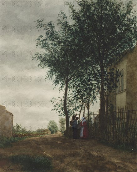 Two Figures beside a Country Road, 1861. Creator: Leon Bonvin.
