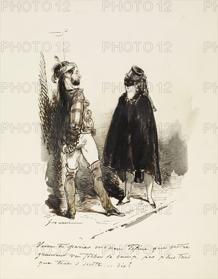 Man and woman in Masquerade costumes, 1804-1866. Creator: Paul Gavarni.