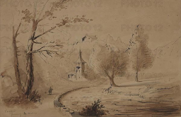 View of an Estate, mid 19th century. Creator: Alfred Jacob Miller.