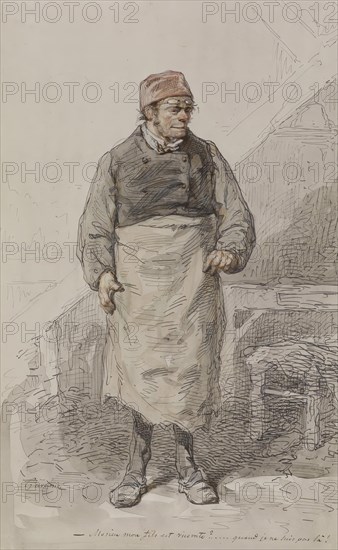 Man in Apron and Cap, c1855. Creator: Paul Gavarni.