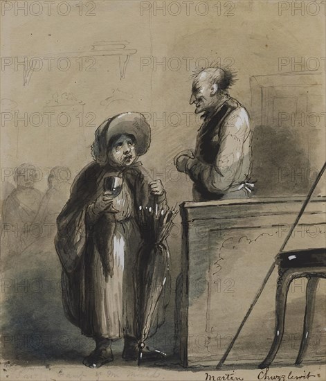 Sairey Gamp and Mr. Mould, 1825-1870. Creator: Alfred Jacob Miller.