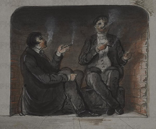 Cigar Smokers, mid 19th century. Creator: Alfred Jacob Miller.
