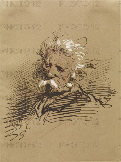Head of an Old Man, 1852-1866. Creator: Paul Gavarni.