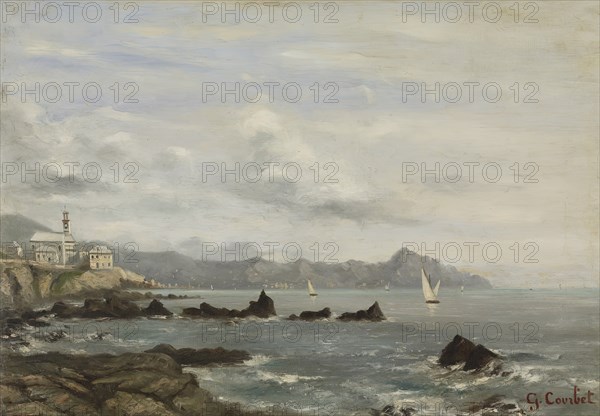 View of the Church of Boccadasse in Genoa and the promontory of Portofino, before 1881. Creator: Unknown.