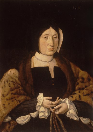 Portrait of a Woman in a Leopard Cloak, c1545. Creator: Jan Cornelisz Vermeyen.