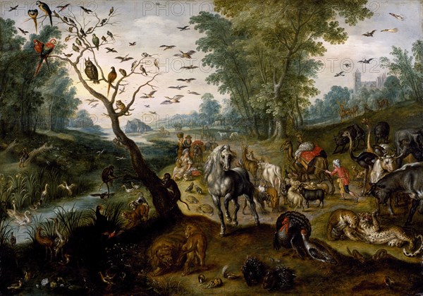 Noah's Family Assembling Animals before the Ark, c1660. Creator: Jan van Kessel.