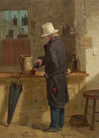 Man Pouring a Drink at a Bar, c1859. Creator: Charles Felix Blauvelt.