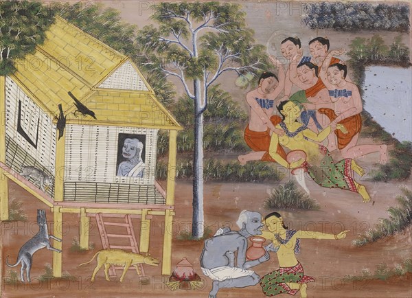 Vessantara Jataka, Chapter 5 (Jujaka), c1920-1940. Creator: Unknown.