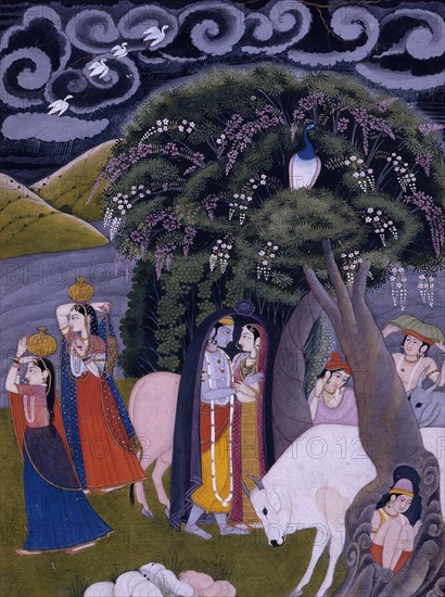 Krishna and Radha Taking Shelter from the Rain, 1775-1800. Creator: Unknown.