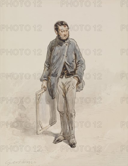 Artist with Canvas, 1855-1866. Creator: Paul Gavarni.