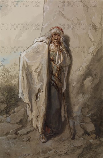Old Gypsy, 1859-1865. Creator: Paul Gavarni.