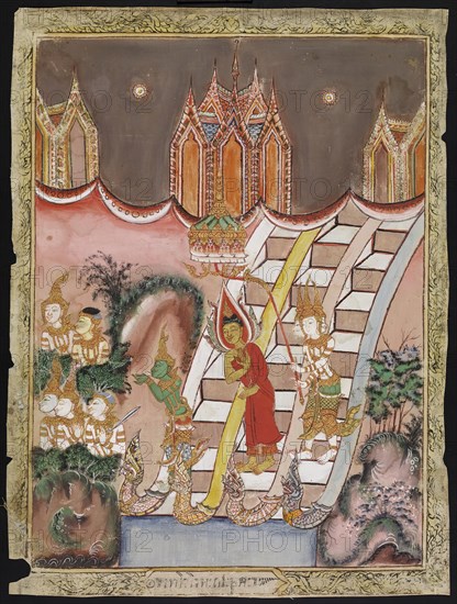 The Buddha's Descent from Tavatimsa Heaven, 19th century. Creator: Unknown.