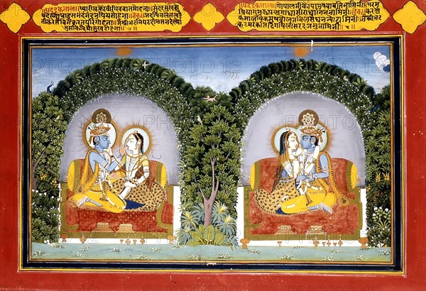 Radha and Krishna, Illustration to Poems by Shribhatta, c1800. Creator: Unknown.