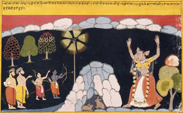 Rama Destroys the Ogress Tadaka, 1700-1725. Creator: Unknown.