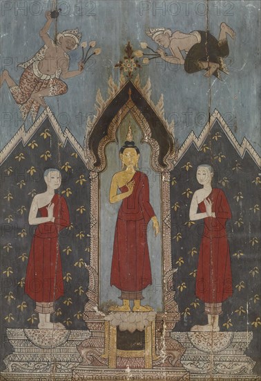 The Buddha with his disciples Sariputta and Moggalana, 1st quarter 19th century. Creator: Unknown.
