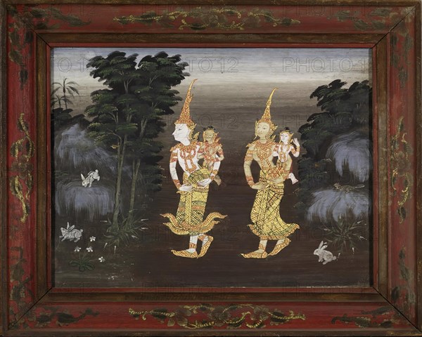 Vessantara Jataka, Chapter 4: Vessantara, Maddi, Jali, and Kanha Enter the Forest, late 19th century Creator: Unknown.