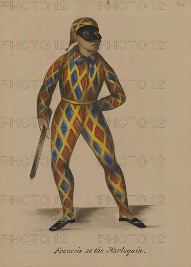 Françoise Ravel as the Harlequin, 1855-1859. Creator: Alfred Jacob Miller.