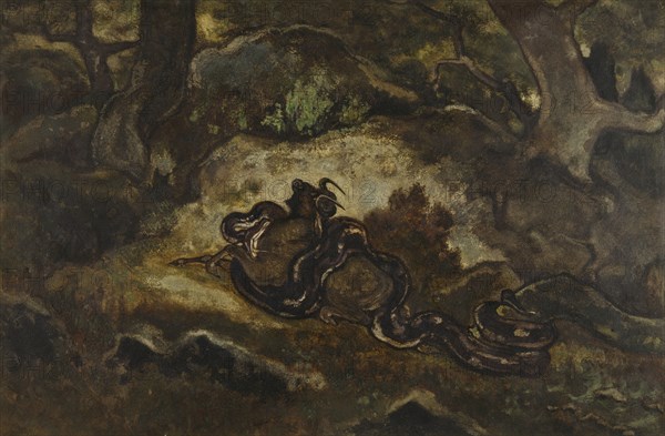 Python Crushing a Gnu, c1850s-1860s. Creator: Antoine-Louis Barye.