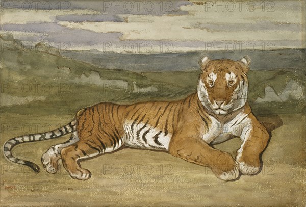 Tiger at Rest, c1830s-1840s. Creator: Antoine-Louis Barye.