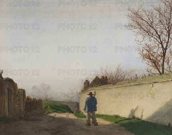 Country Road with Peasant, 1863. Creator: Leon Bonvin.