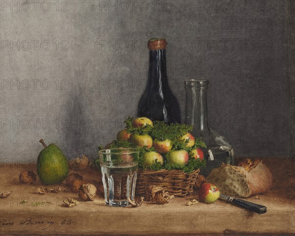 Still Life with Basket of Apples, 1863. Creator: Leon Bonvin.