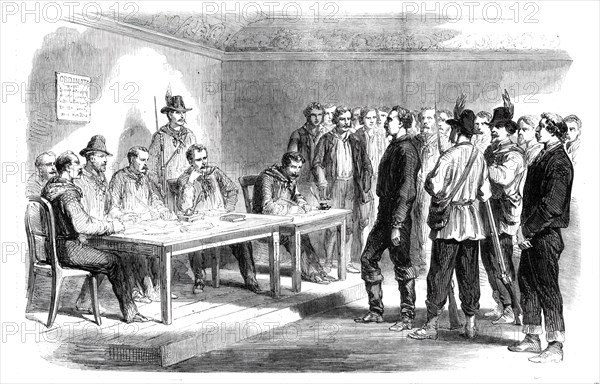 The Revolution in Sicily - trial of the supposed brigand chief, Santomeli, by a council of..., 1860. Creator: Unknown.