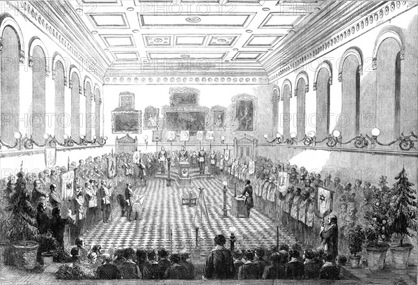 Installation of the Duke of Newcastle at the Mechanics' Hall, Nottingham, as Provincial..., 1860. Creator: W Thomas.