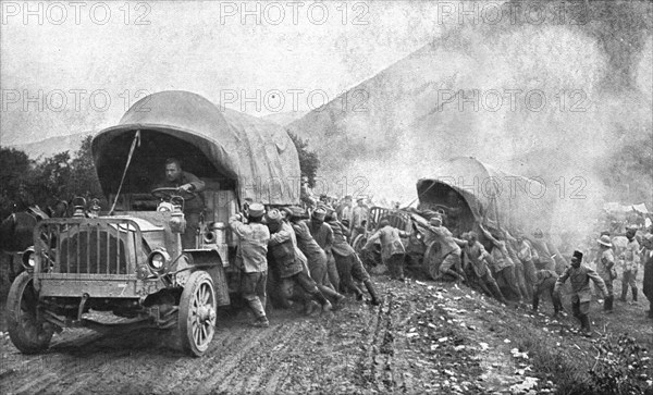 'Le debut des operations ; Les difficultes de la route de Florina par Kozani', 1916. Creator: Unknown.